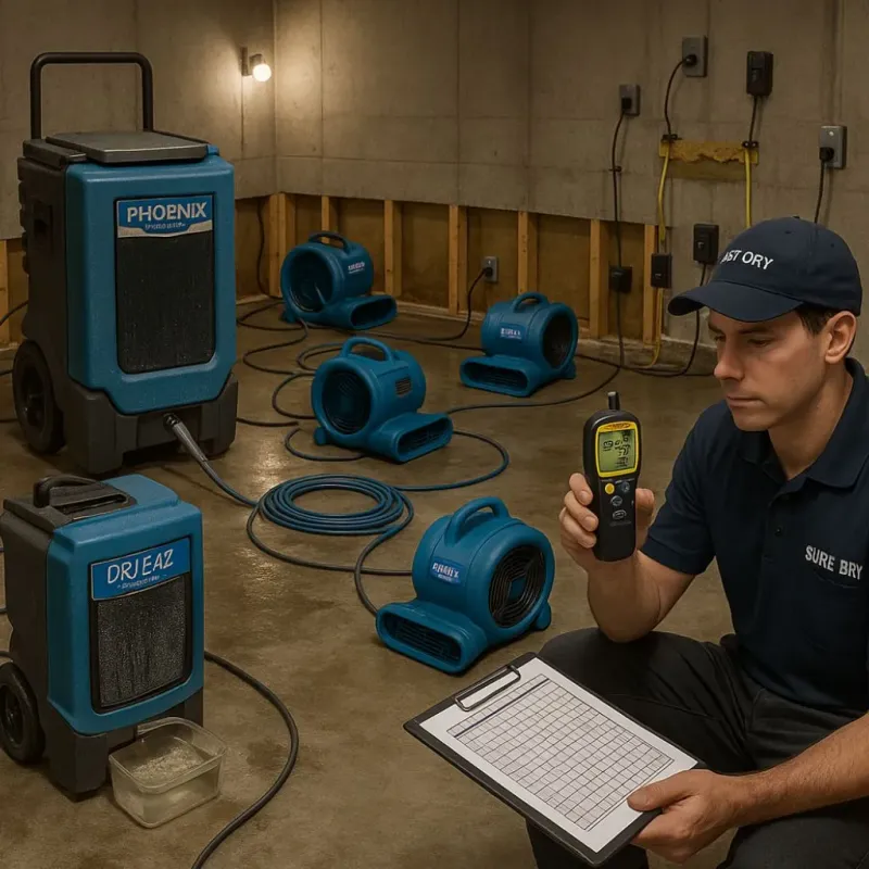 Structural Drying and Dehumidification process in Crowley, TX